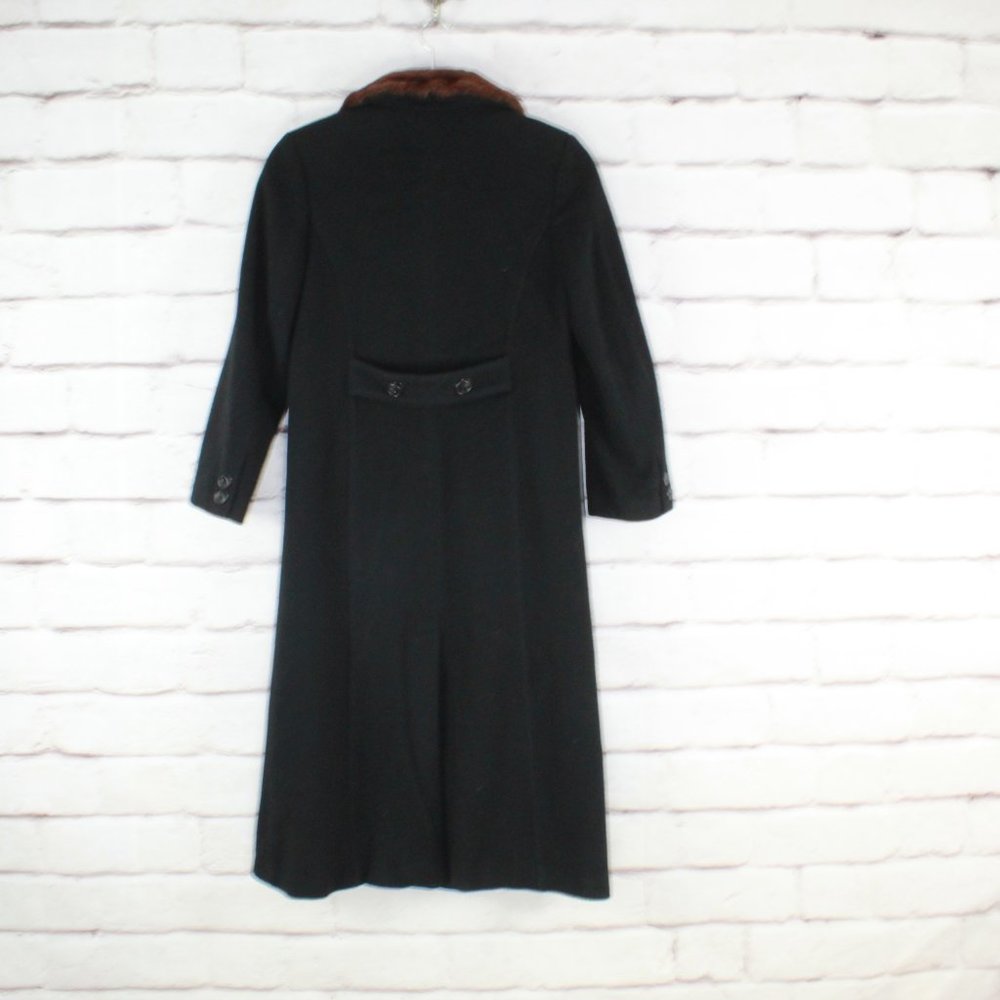 Andrea Collection Black Collared Long Lambswool Buttons Long Coat Jacket Size 8 - Picture 7 of 8
